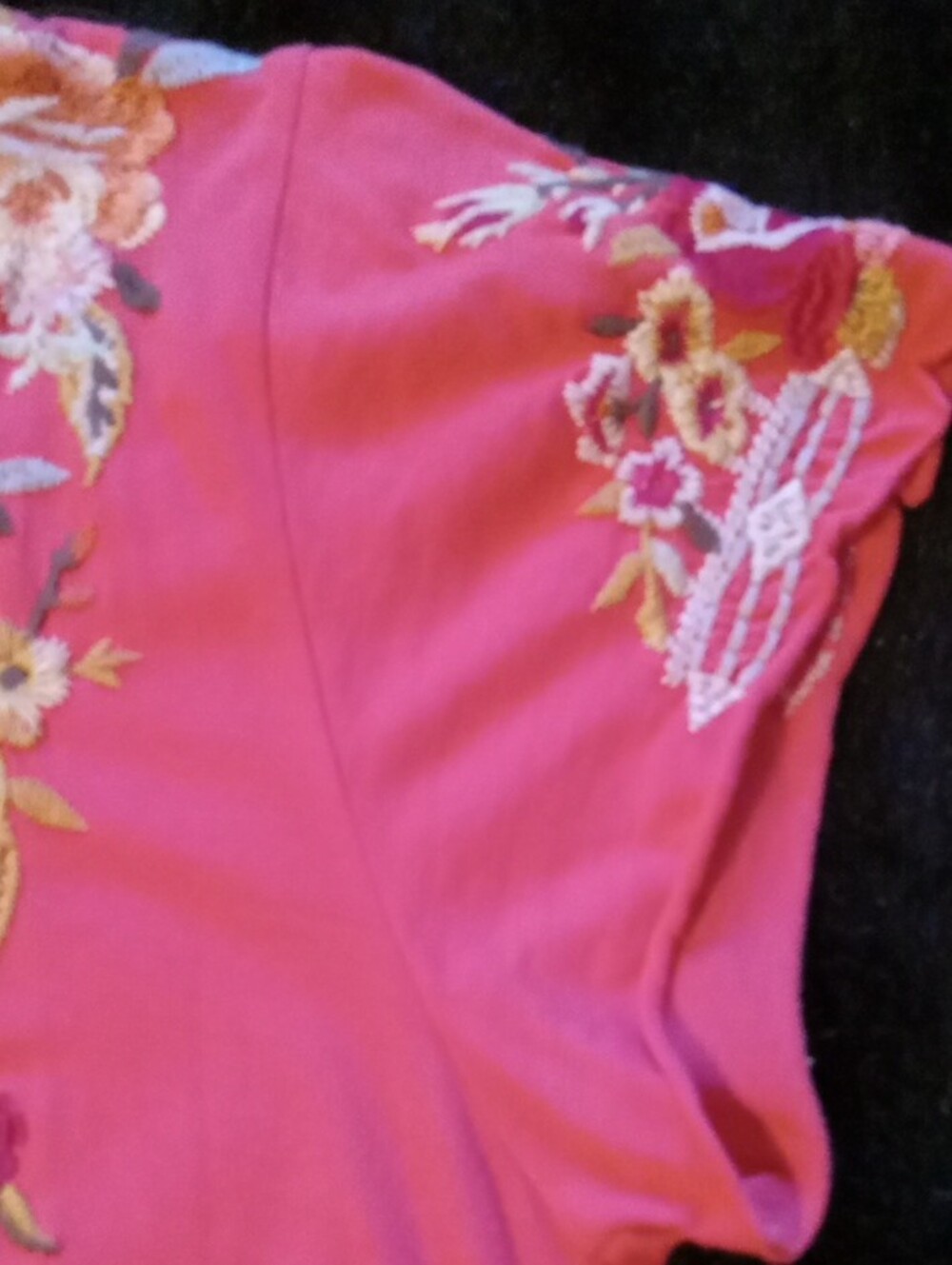 Johnny Was, Coral Boho, Peasant Style, Floral Embroidered V-Neck Tunic, Size M - Picture 5 of 13